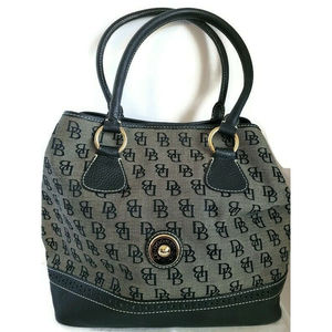 Dooney and Bourke Gray with Blue DB Logo Fabric Handbag